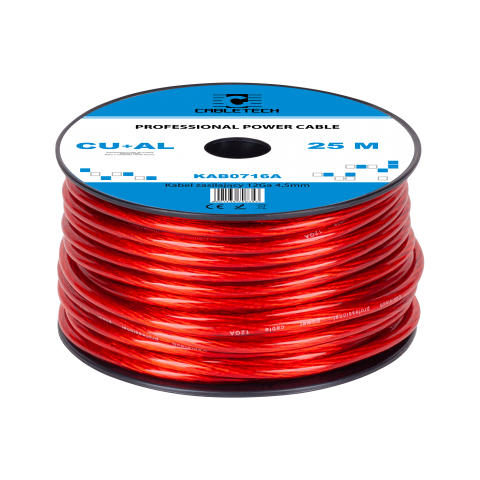 Kabelis maitinimo 12AWG (4.5mm²) aliuminis dengtas variniu raudonas (red) 